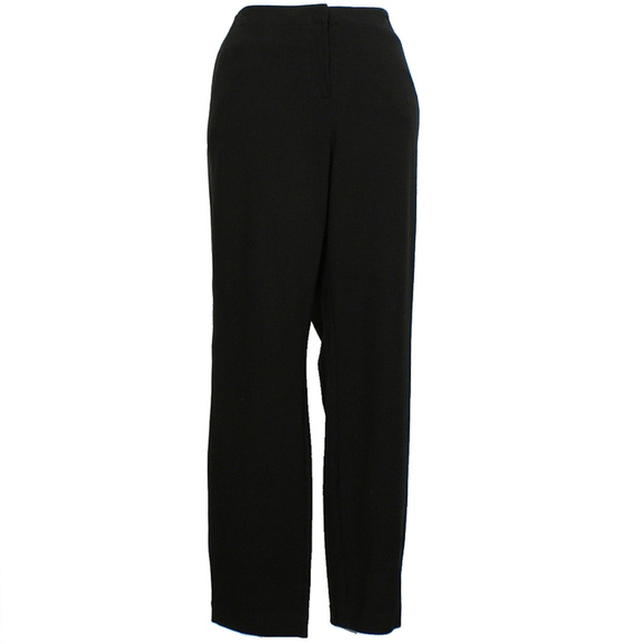 EILEEN FISHER Black Viscose Stretch Ponte Leather Trim Slim Ankle Pants XL